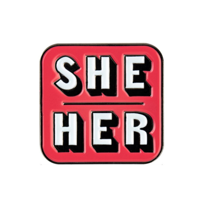She/her, ona/jej - zámená - pripínací odznak, kovový