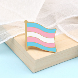 Trans vlajka - pripínací odznak, kovový