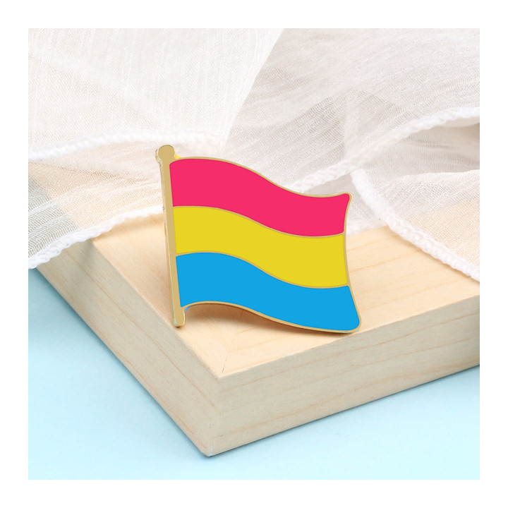 Vlajka pansexualita - pripínací odznak, kovový